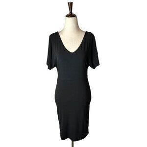 Velvet Graham And Spencer Black Jersey Knit Short Split Sleeve‎ Mini Dress XS